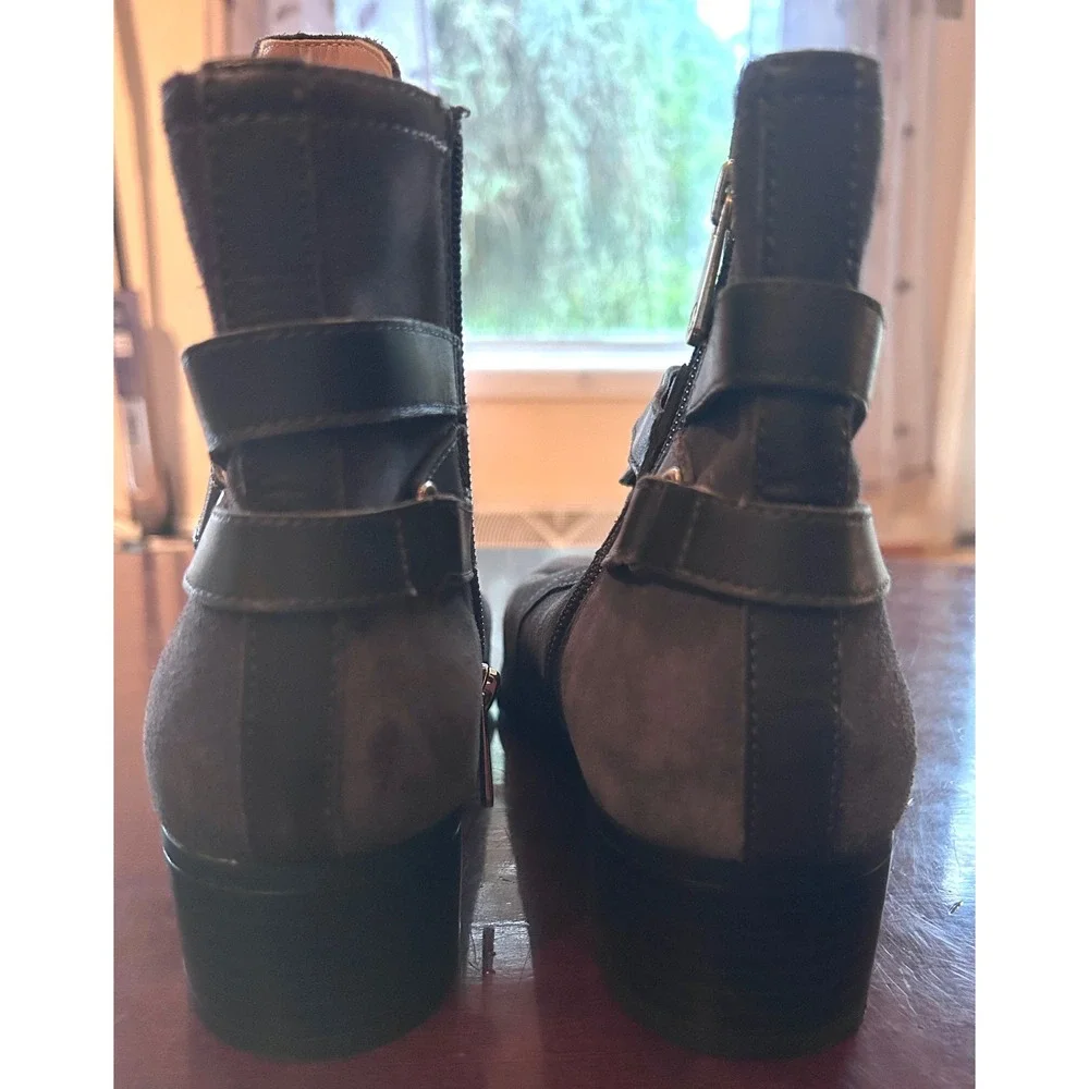 C. Wonder Taylor Ankle Booties Suede 7.5M Dark Gray Boho Chic
